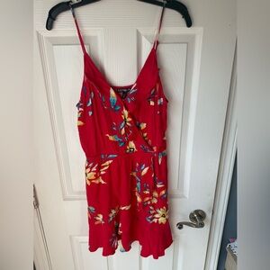 Express Red Hawaiian Floral Dress with Spaghetti Straps